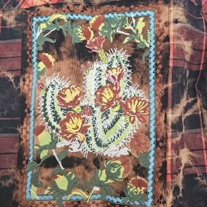 Awesome embroidered western shirt plaid with cactus
